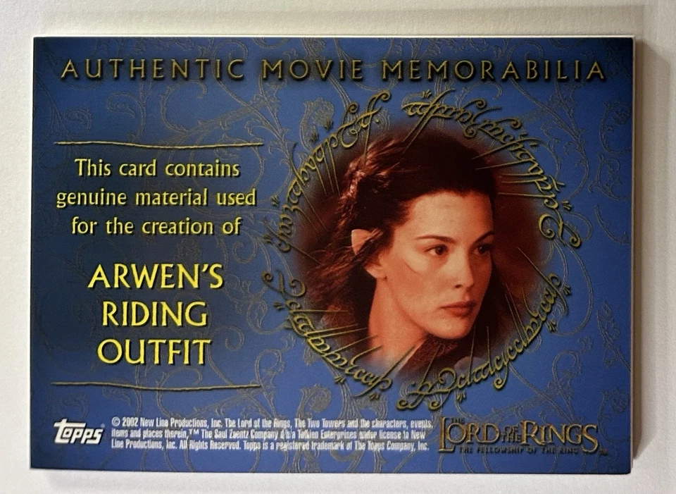 2002 Topps Lord of the Rings FOTR Memorabilia Arwen's Riding Costume Relic - Image 2 of 2