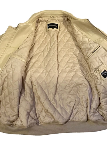 RARE Vintage Y2K Rocawear "Lion Head" Leather Varsity Jacket Beige Black Sz XL image 8