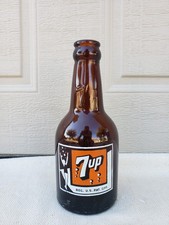 7up Amber Soda Bottle w/ACL Labels--Houston, Texas NICE