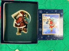 2000 Lang and Wise Skating Santa Ornament #2 by Ned Young With Original Box