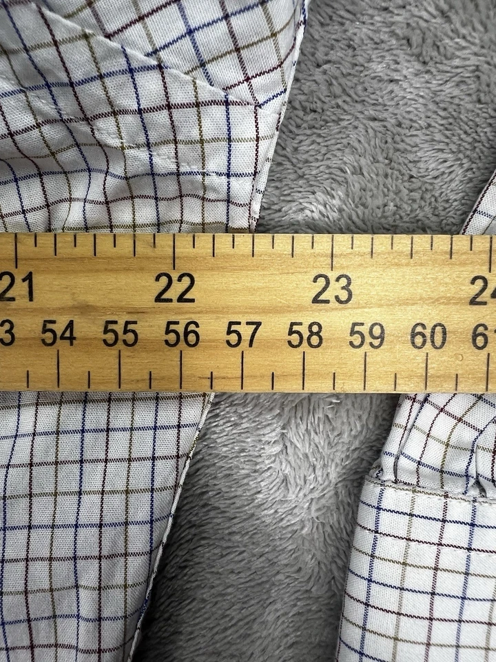 Camisa de vestir J Press para hombre blanca a cuadros abotonada LS Oxford hecha en EE. UU. Foto 4 de 4