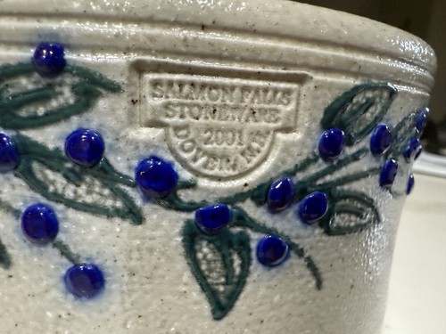 Salmon Falls Blueberry Soup Cup Bowl W Handle Salt Glazed Stoneware Large 5.5” - Bild 4 von 9