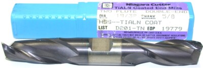 Niagara 19779 19/32'' diameter TiAlN Coat 2 Flute Double End HSS End Mill New
