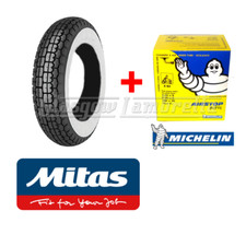 Vespa Super / Sportique Single MITAS B13 350 x 8 WHITEWALL TYRE + INNER TUBE