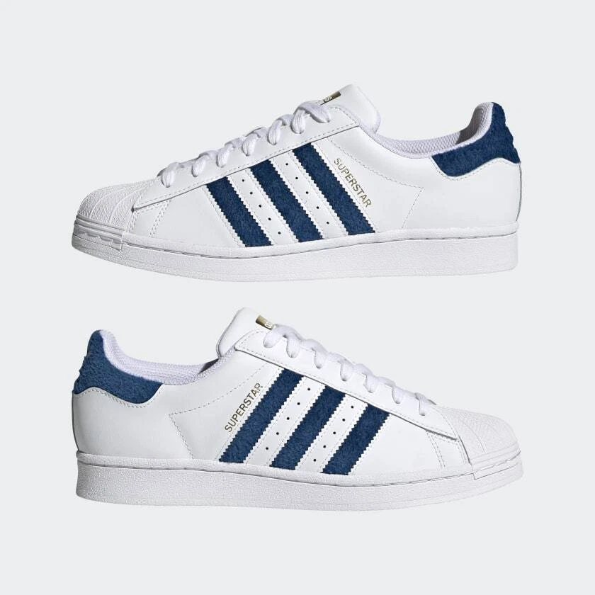 adidas Superstar White Dark Gold Felt Stripe H00189 Men&#039;s Shoe Size 8 |