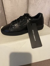 BRAND NEW DESIGNER BOYS DOLCE AND GABBANA  BLACK LEATHER TRAINERS SHOES UK 13