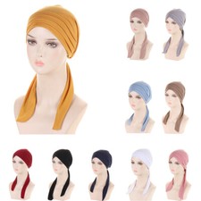 Pre-Tied Women Muslim Hijab Hat Turban Bonnet Chemo Cap Hair Loss Beanie Indian