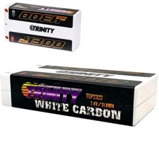 Trinity 7.4V 4300Mah 130c White Carbon Shorty LiPo Battery w/5mm TEP2322 TRi1021