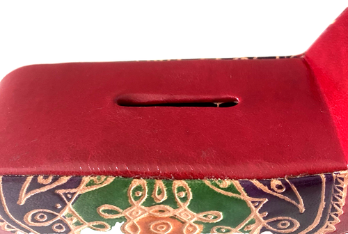 Portamonete cavallo in pelle goffrata dipinto a mano NUOVO - Foto 3 di 4