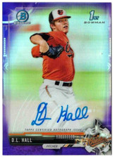 DL D.L. HALL 2017 Bowman Draft Autograph #DH PURPLE REFRACTOR /250 1st RC AUTO!