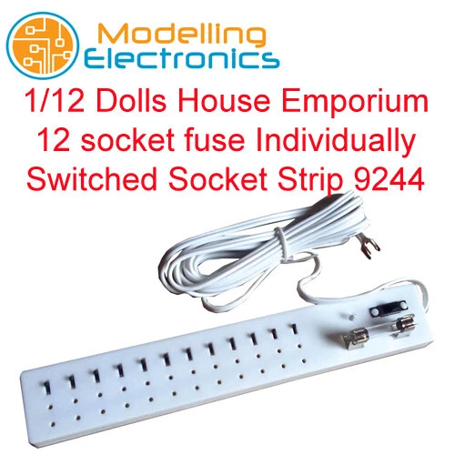 STREETS AHEAD 1/12 Dolls House Emporium 12 socket fuse Individually Switched Socket Strip 9244