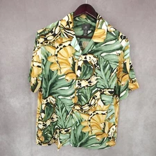 H&M Hawaiian Shirt Mens Medium Floral Regular Fit Aloha Tropical Snake Python