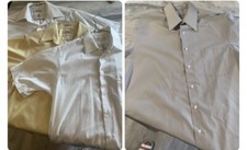 4 Van Heusen Mens 15.5 Medium Short Sleeve Dress Shirts Broadcloth