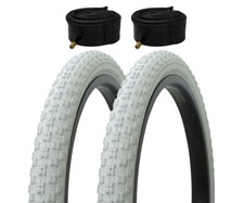 PAIR OF BICYCLE PRO BMX TIRE W/TUBES IN 20 X 2.125 COMP III TREAD ALL WHITE