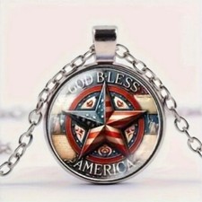 Patriotic Military Flag Design Art Round Pendant Necklace Charm