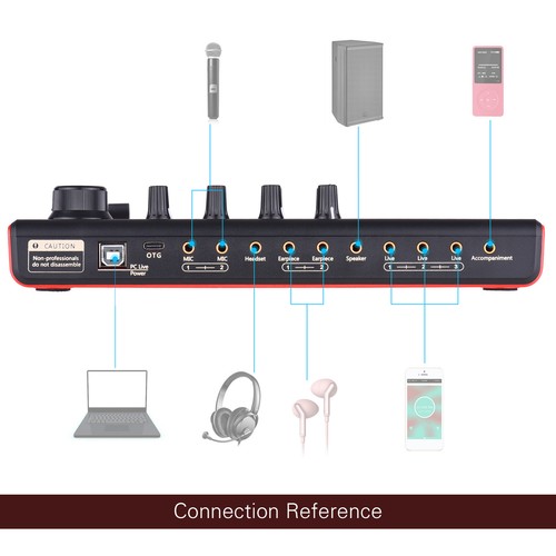 SK300 Live Soundkarte Externer Sprachwechsler Audio Mixer 56ytg A4L2 - Bild 13 von 14