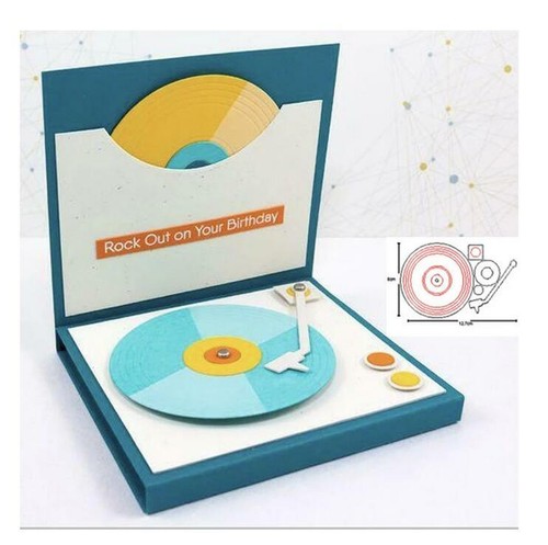 Taquetes de metal reproductor de discos plantillas de corte hágalo usted mismo álbum de recortes decoración grabado - Imagen 3 de 4
