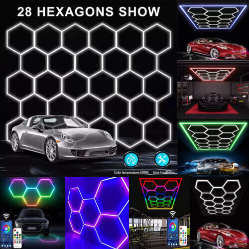 Hexagon Garage Lights Honeycomb Light 14 Hexagonal LED Garage Light for Workshop - Picture 3 of 38