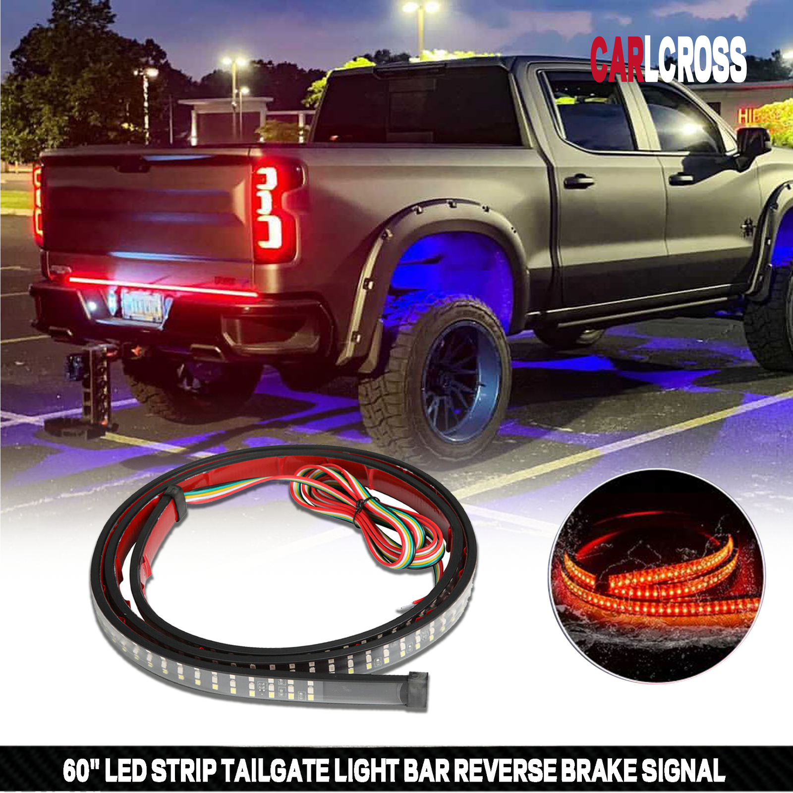 3-Row 1.5M LED Strip Tailgate Brake Light Bar For Ford Chevy Nissan Dodge Toyota