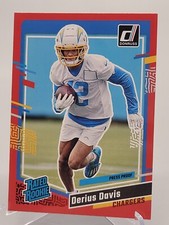 2023 PANINI DONRUSS DERIUS DAVIS PRESS PROOF RATED ROOKIE FOOTBALL CARD CHARGERS