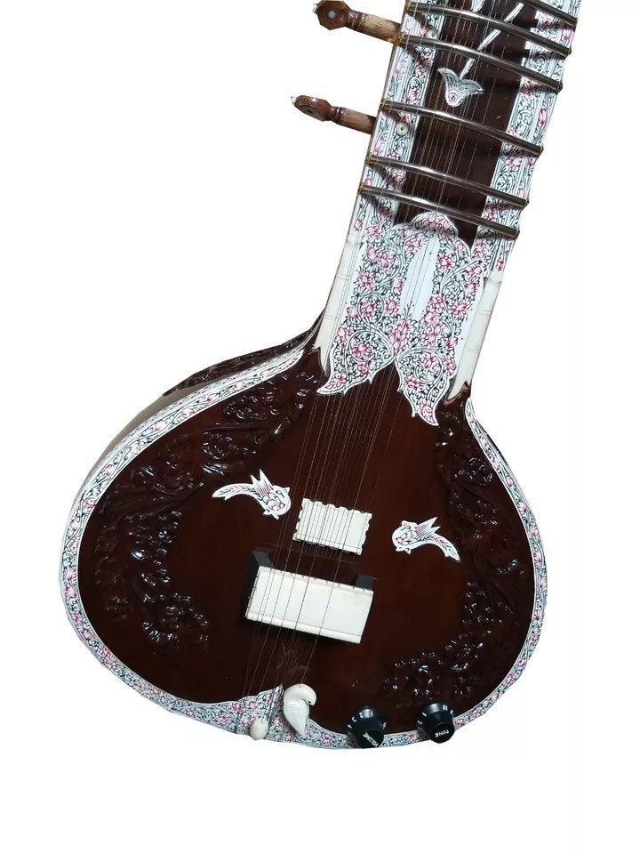 Sitar Professional Musical String Instrument Electric Travel Tun Wood