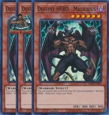 Yugioh! 3x Destiny HERO - Malicious RA03-EN001 Super Rare 1st Ed NM