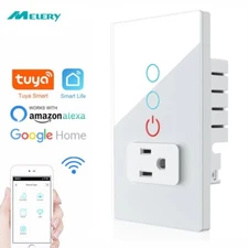 Wifi Smart Tuya Light Switch Intelligent Wall Socket Plug Outlet Panel Control