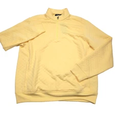$168 RLX Ralph Lauren Yellow Quilted Double Knit Quarter Zip Pullover Mens Large