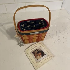 Longaberger 2001 Inaugural Basket+Prot+Liner+Tie On*4th Edition*AMERICANA*FLAG