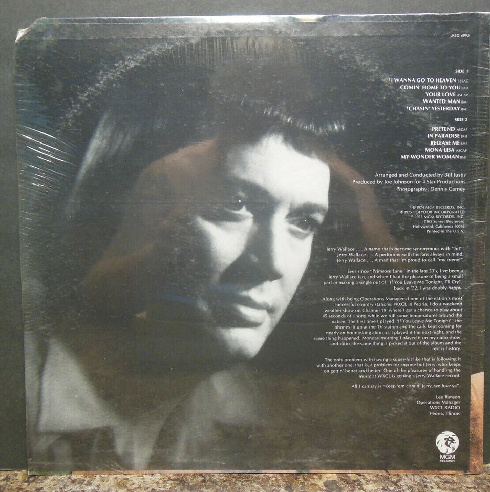 Sealed New! Jerry Wallace - Comin' Home To You, 12" LP Mint (E)  - Image 2 of 2