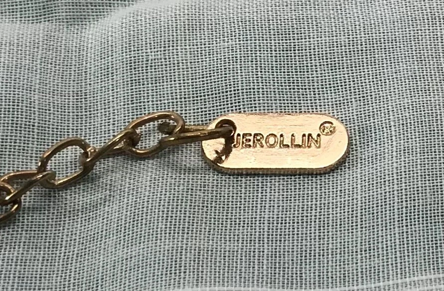 "Collar Jerollin rosa y azul grueso flor llamativo tono dorado 17""" Foto 4 de 4