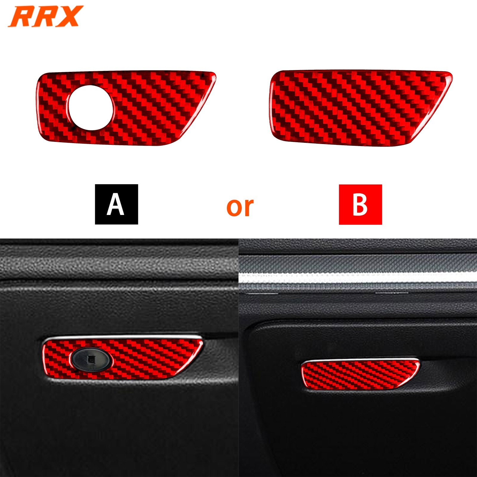 Red Carbon Fiber Co-pilot Glove Box Handle Cover For Audi A3 S3 RS3 8V 2013-2019