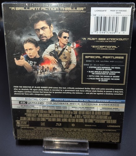NEW Sicario 4K Ultra HD + Blu-Ray Best Buy Exclusive Steelbook (PLASTIC TEARS) - Foto 2 di 6