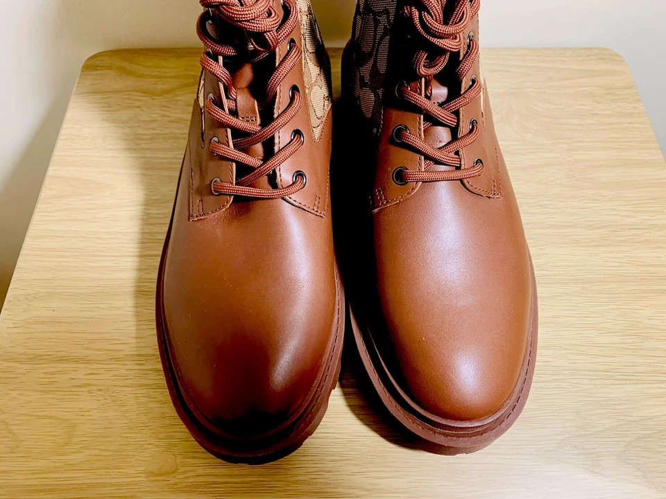 Coach Citysole side zipper monogram signature print boots brown CO257 NWOB sz 10 - Image 3 of 4