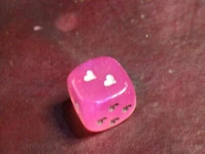 Heart Pips D6 (Six Sided) 16mm Die - Borealis Pink with Silver - RPG Tabletop