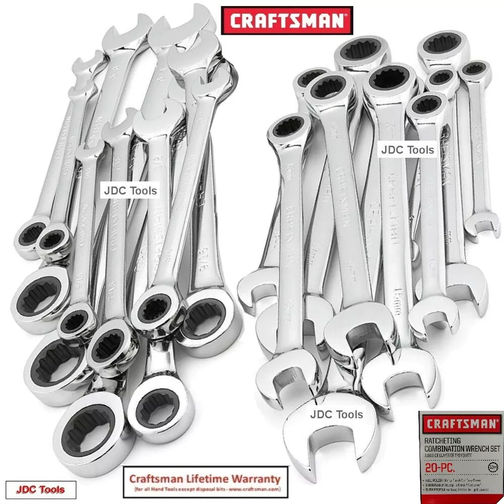 CRAFTSMAN 20 pc Ratcheting Wrench Set Metric SAE eBay