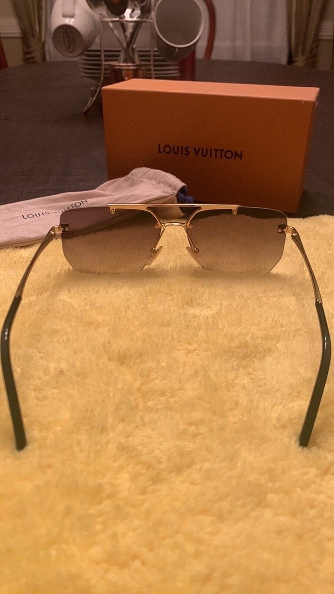 Louis Vuitton アビエーターサングラス ゴールド LOUIS VUITTON Damier Ebene Conspiration Pilote Aviator