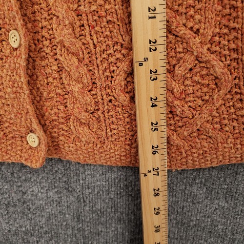 Orvis Cardigan Womens M Medium Orange Silk Wool Blend Cable Sweater Long Sleeve - Picture 7 of 12