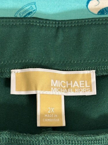 Michael Kors 2X Pantaloni Svasati Pull-On Alti, Smeraldo Scuro Nuovi con etichette - Foto 13 di 13