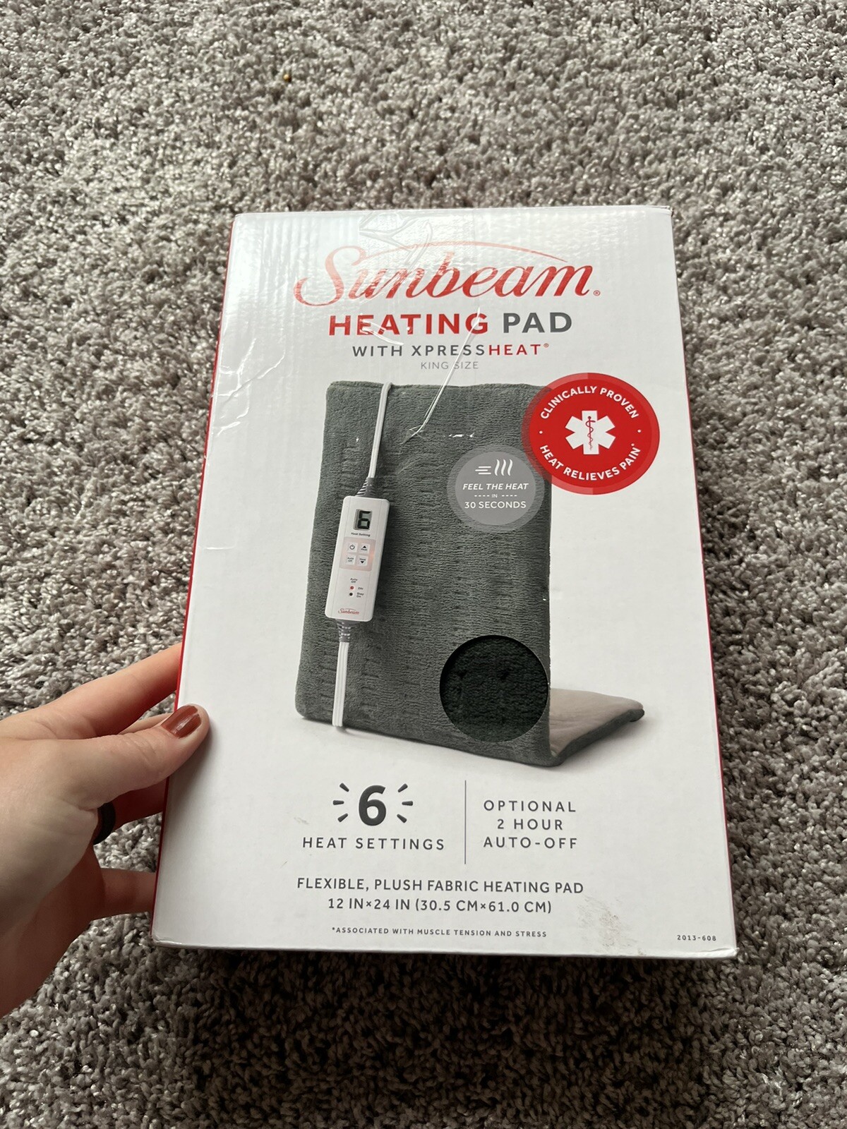 Sunbeam XpressHeat King Size Microplush Heating Pad FastHeat 6 Settings 12x24" eBay