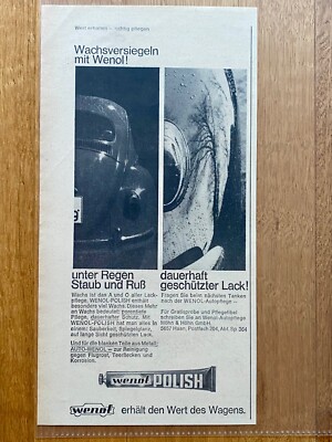 1964 Wenol Polish Wachs Oldtimer VW Käfer Original Vintage Advert Werbung