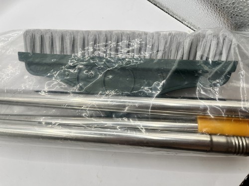 Heavy Duty Scrub Brush with squeegee Long Handle Floor Scrubber for Cleaning New - Picture 3 of 4