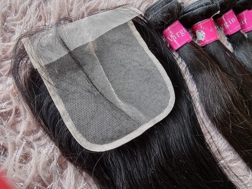 BRASILIANISCHES ROHES REINES HAAR 30+30+30+30+30&26 ZOLL 5X5 BREITERER VERSCHLUSS GERADE 590g - Bild 7 von 7