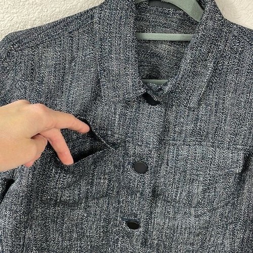Theory Denim Trucker Jacket Herringbone Melange Linen Blend Sz P - Picture 5 of 14