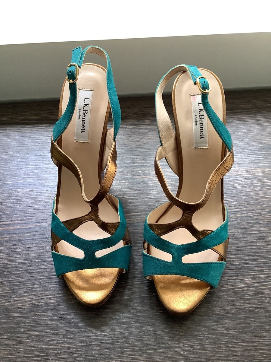 LK Bennett Sandals Gold and Turquoise Size 39