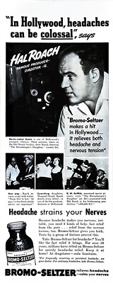 1939 BROMO SELTZER Vintage Print Ad  13 x 5 1/2'' Hal Roach Hollywood