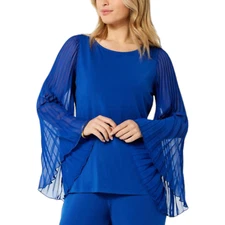 Antthony Pleated Sleeve Top Mazarine Blue