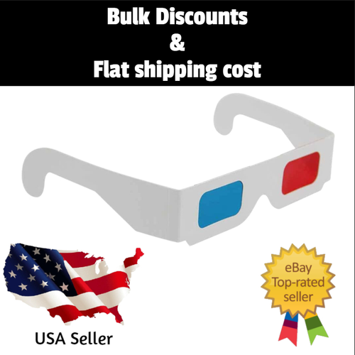 1 Pair of 3D Glasses Red Cyan/Blue Universal Cardboard Paper For Movie & Card - Foto 1 di 6