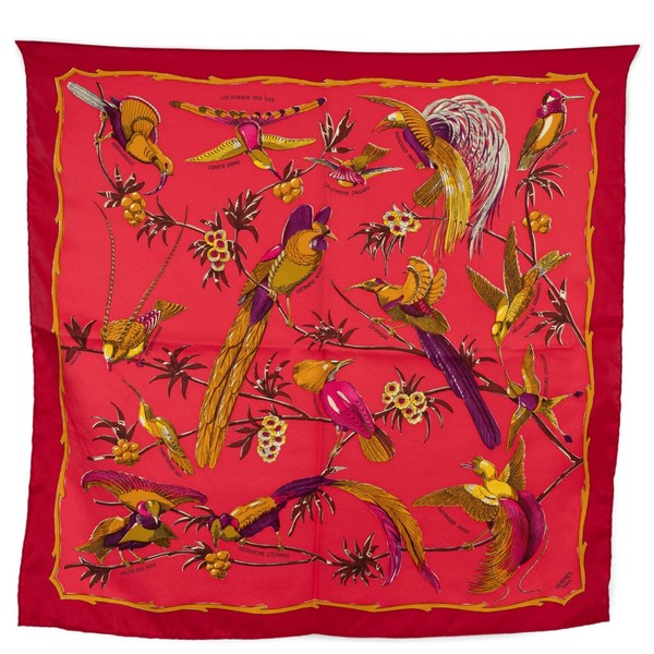 70845 Original HERMES rosa Seide LES OISEAUX DES ILES 70 Schal