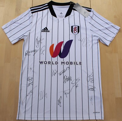 2021-22 Fulham Champions Home Shirt Squad Signed Mitrovic Muniz COA  Map